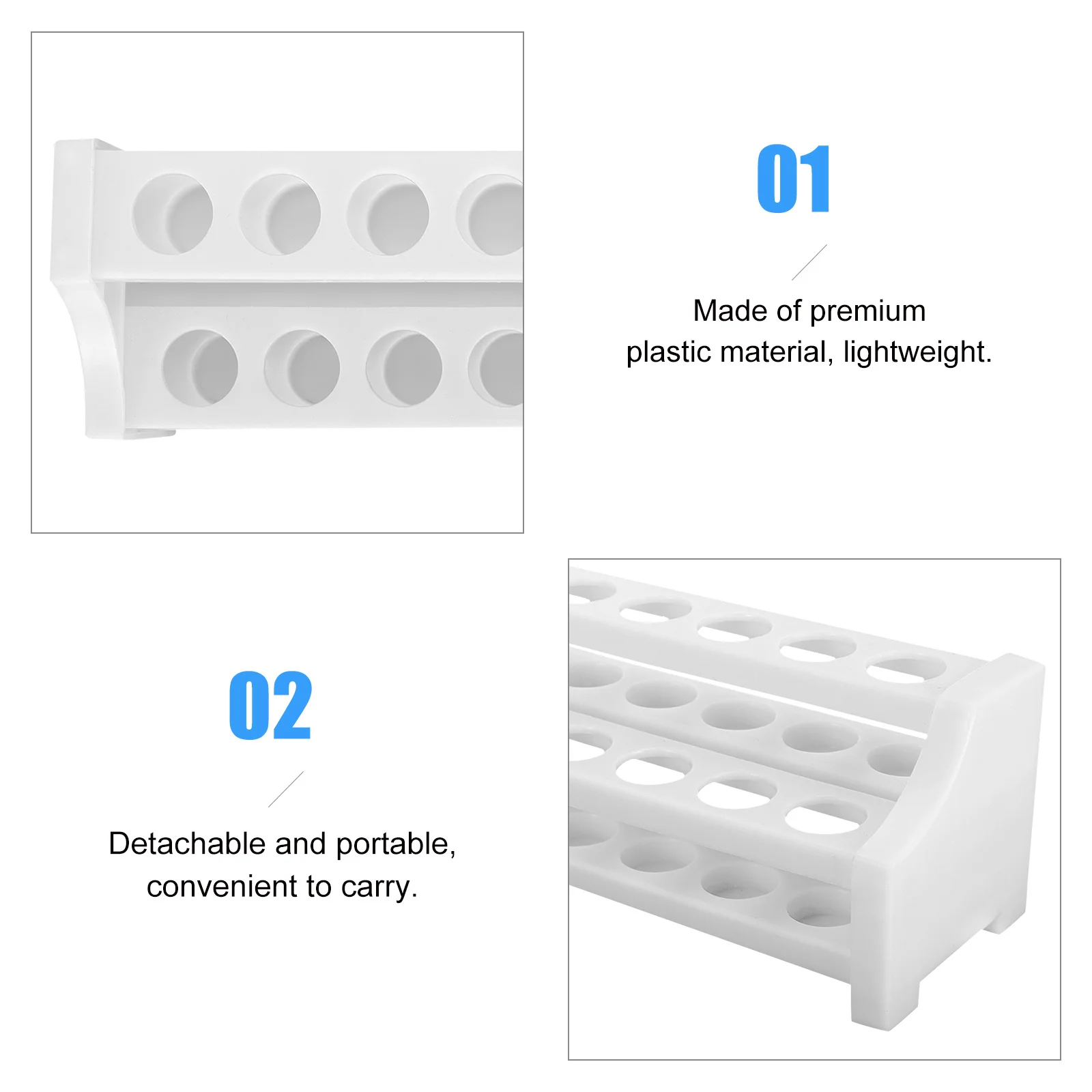 

5pcs 20-Hole Test Tube Rack Detachable For 15Mm Tubes Portable Lightweight Laboratory Testing Food Beverage Service Test Tube
