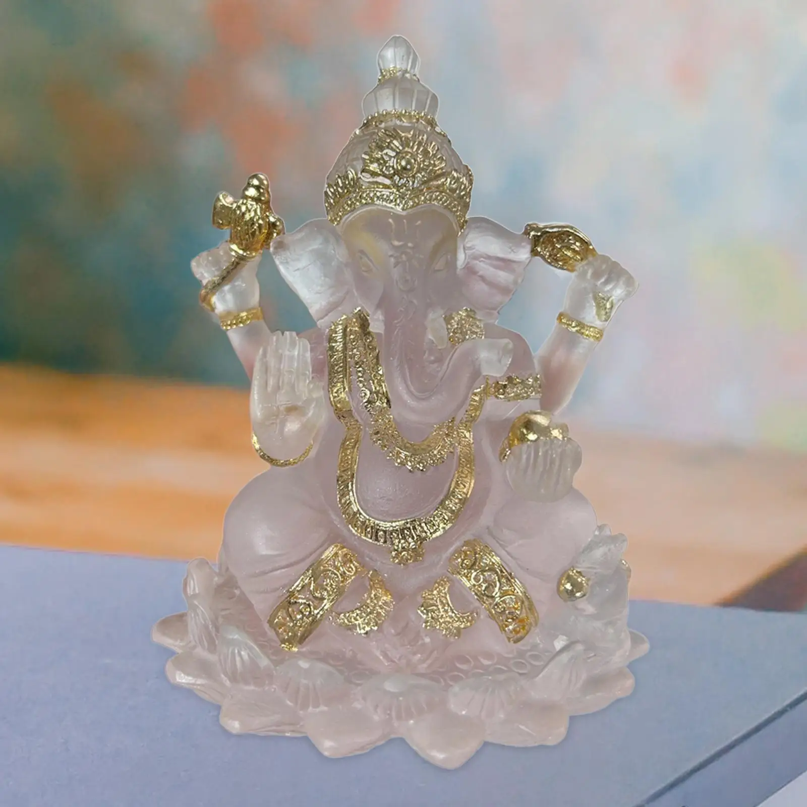 Figura de resina transparente de Lord Ganesha, elefante, estatua de Buda, para decoración del hogar, ideal para el salpicadero del coche, escritorio, estantería o sala de estar, un regalo perfecto.