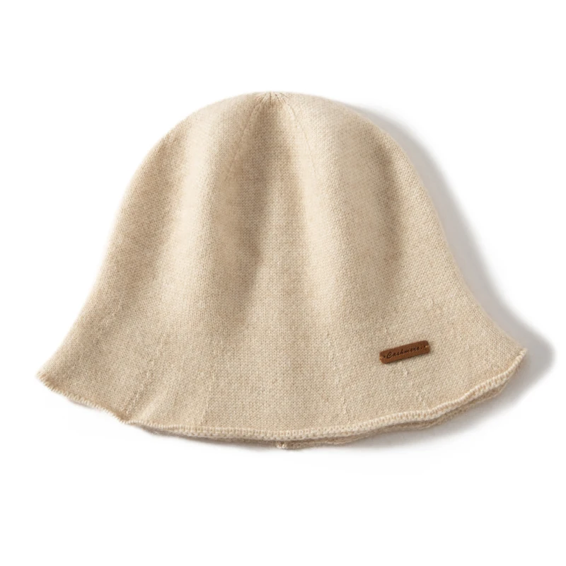 MERRILAMB Neue Kaschmir Eimer Hüte Herbst Winter Hohe Qualität Mode Im Freien Einfarbig Warme Kaschmir Gestrickte Kappe für Frauen – Detail 2