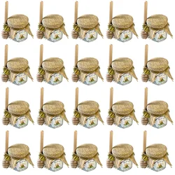60pcs/20pcs 1.5oz Glass Honey Jar - Glass Honey Jars with Gold Lids, Wooden Dippers, Bee Charms and Jutes for St. Patrick’s Day