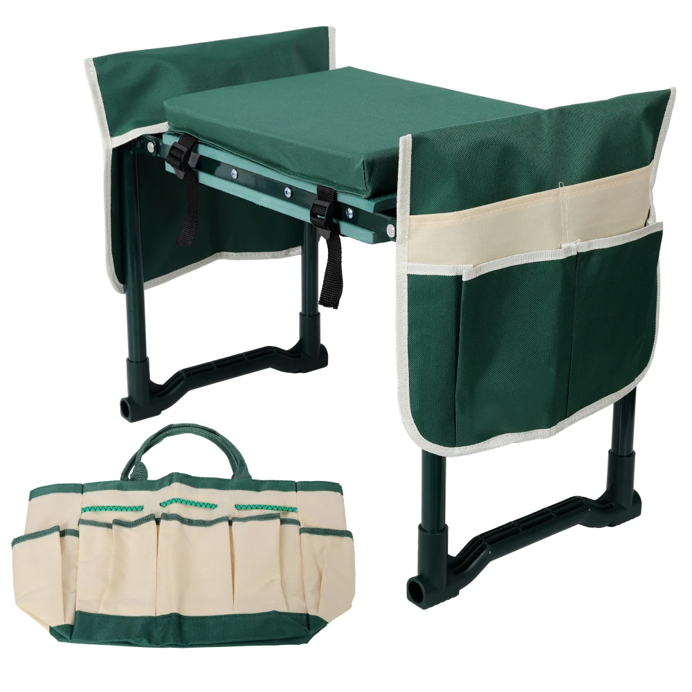

Garden Kneeler and Seat Bench with 2 Free Tool Pouch, Foldable Stool, EVA Foam Pad, with an extra Soft Wider Cushion