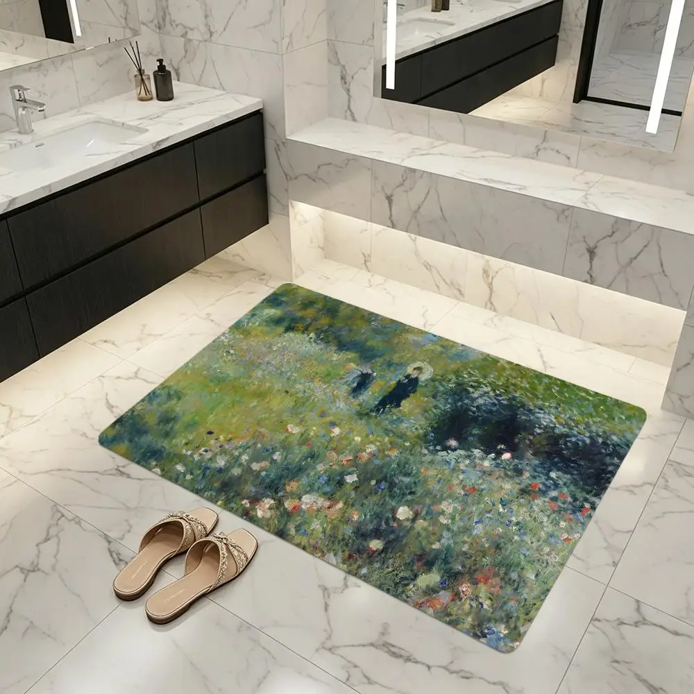 Floor Mat Diatomite Bath Mat, Quick Dry, Absorbent, Multi-Scene Mat Art Pierre-Auguste Renoir