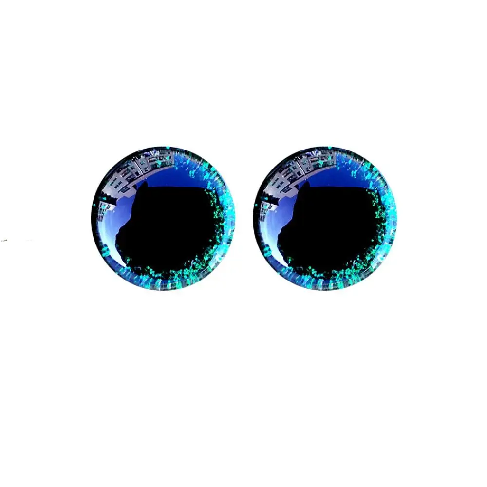 20pcs/set 12mm 3D Sparkling Crystal Cat's Eyes With Flash Pad Plastic Resin Safety Glitter Eyes Crafts 8 Colors Parts