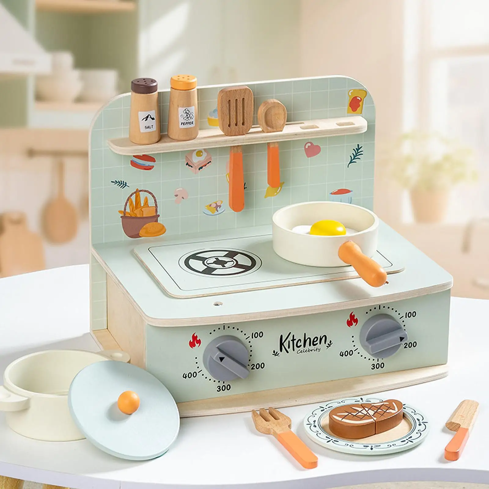 シミュレーションキッチンおもちゃ教育用誕生日プレゼント風景装飾品ファインモーター子供向けごっこ遊び木製おもちゃキッチンプレイセット