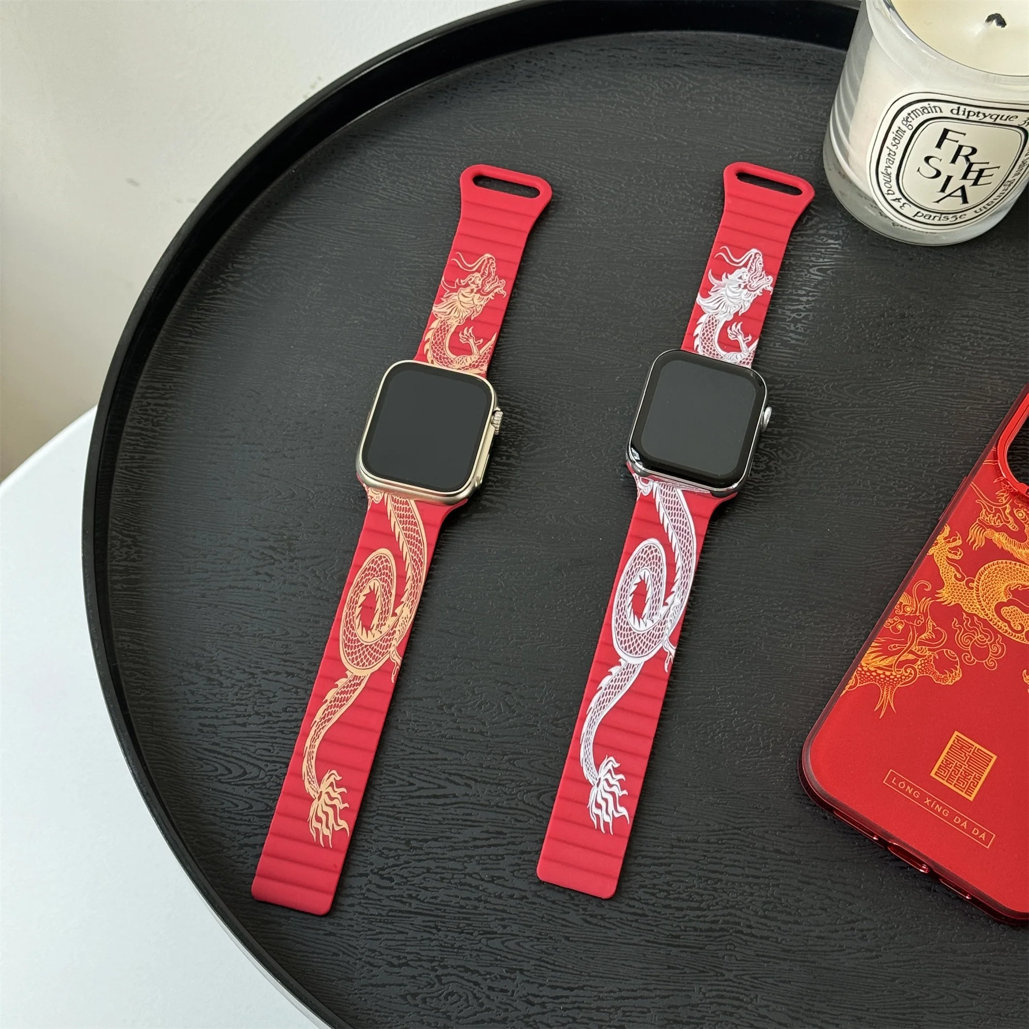 Ремешок магнитный для Apple Watch Band 44 мм 40 мм 49 мм 41 мм 45 мм 38/42 мм, силиконовый звеньевой браслет для iWatch Series 9 8 7 6 SE 5 4 Ultra 2