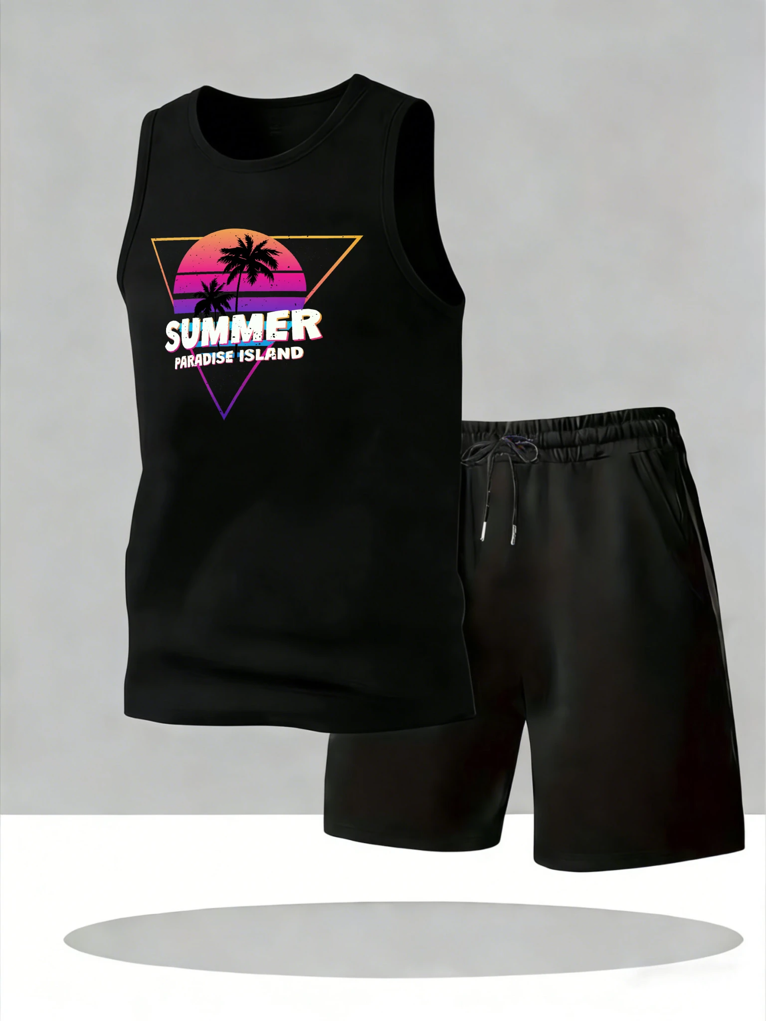 

Men's Tank Top Sets 2026 Summer Quick drying beach crewneck Breathable sports oversize running sweat suit Tracksuit men