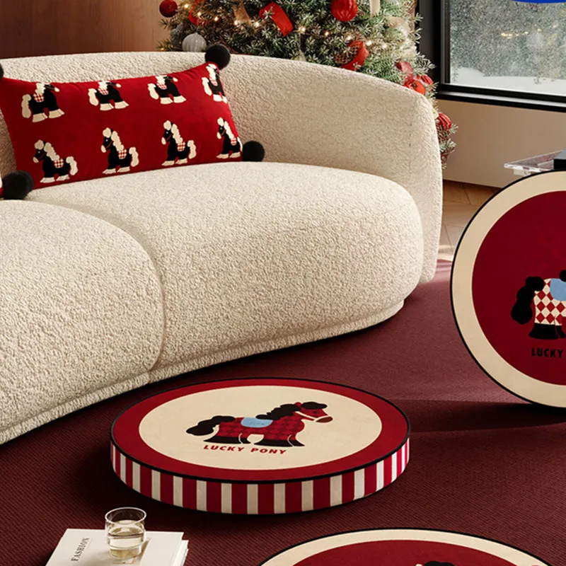 Kids Living Room Decorated Floor Pillow Soft Velvet Horse Pony Tatami Mat Putuan Floor Seat Cushion with Thick Foam Yoga Luxury
