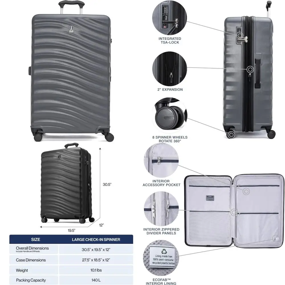 

Lightweight Hard Shell Expandable Luggage with 8 Spinner Wheels, TSA Lock, Shadow-Toned Suitcase for Air Travel