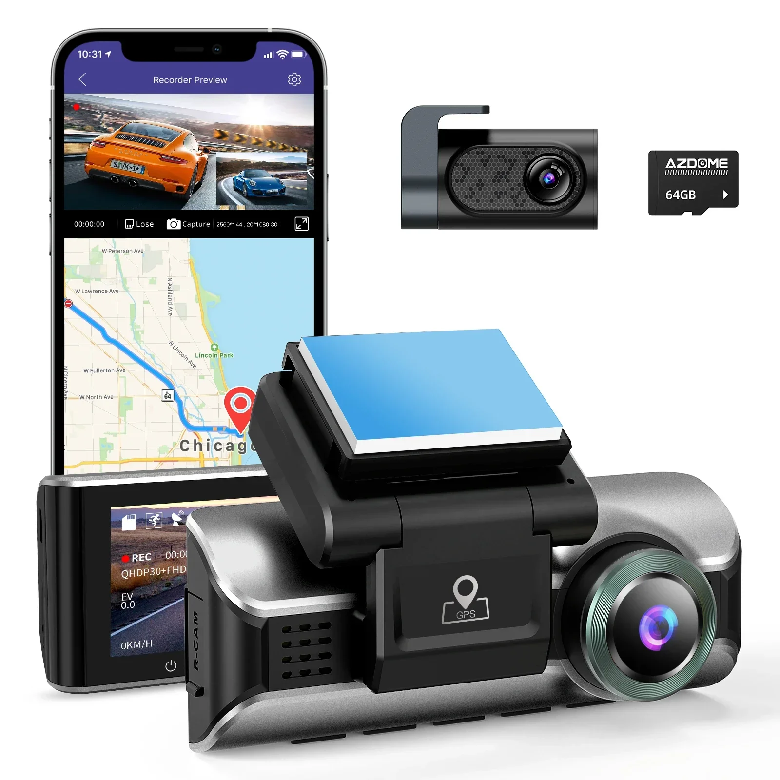 2026 AZDOME M550 Pro-2CH 4K Dual Dash Cam Ultra HD 4K Front and 1080P Rear WiFi GPS Parking Mode G-Sensor WDR Loop Recording