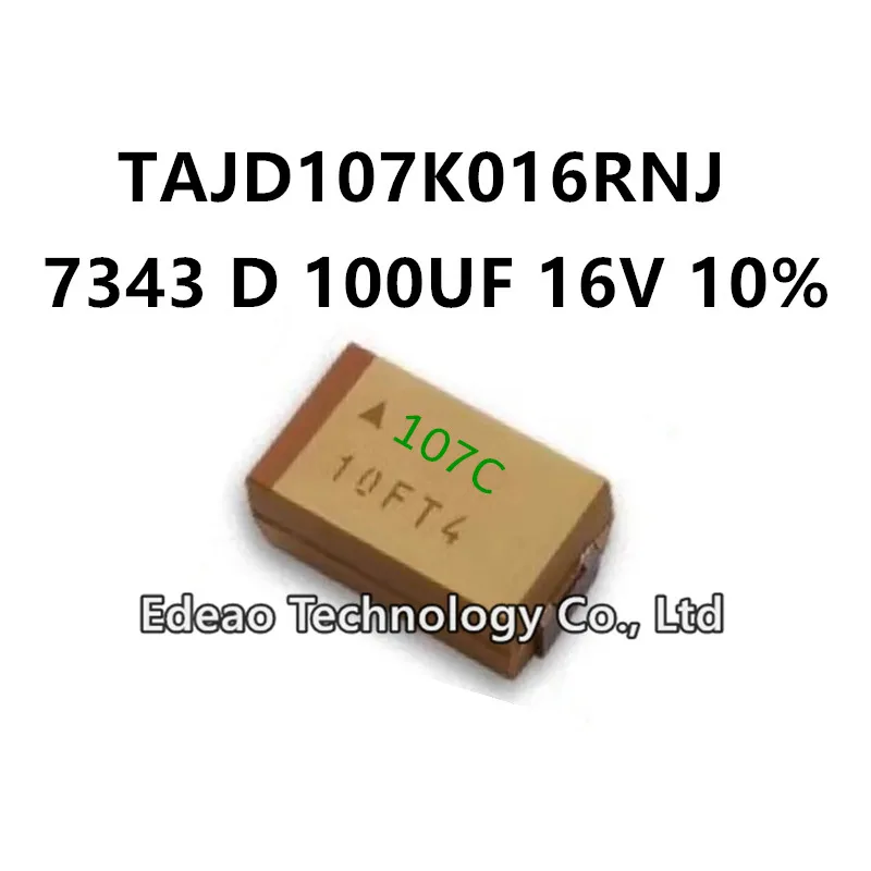 10Pcs/LOT NEW D-Type 7343/2917 D 100UF 16V ±10% Marking:107C TAJD107K016RNJ SMD Tantalum Capacitor