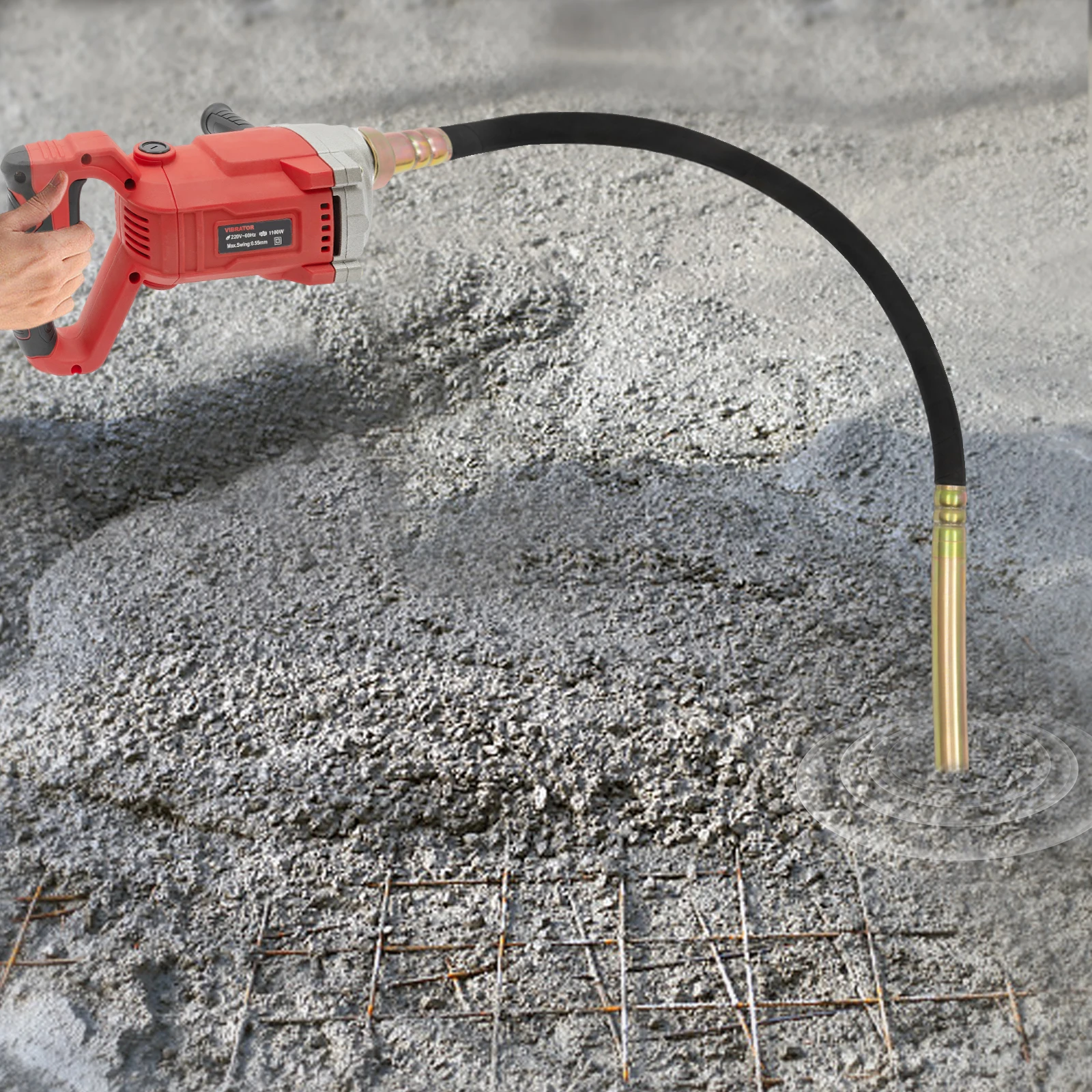 1100W Electric Concrete Vibrator Cement Vibrator Machine110V/220V with 6.6 FT/2M Shaft Rod Handheld Concrete tools