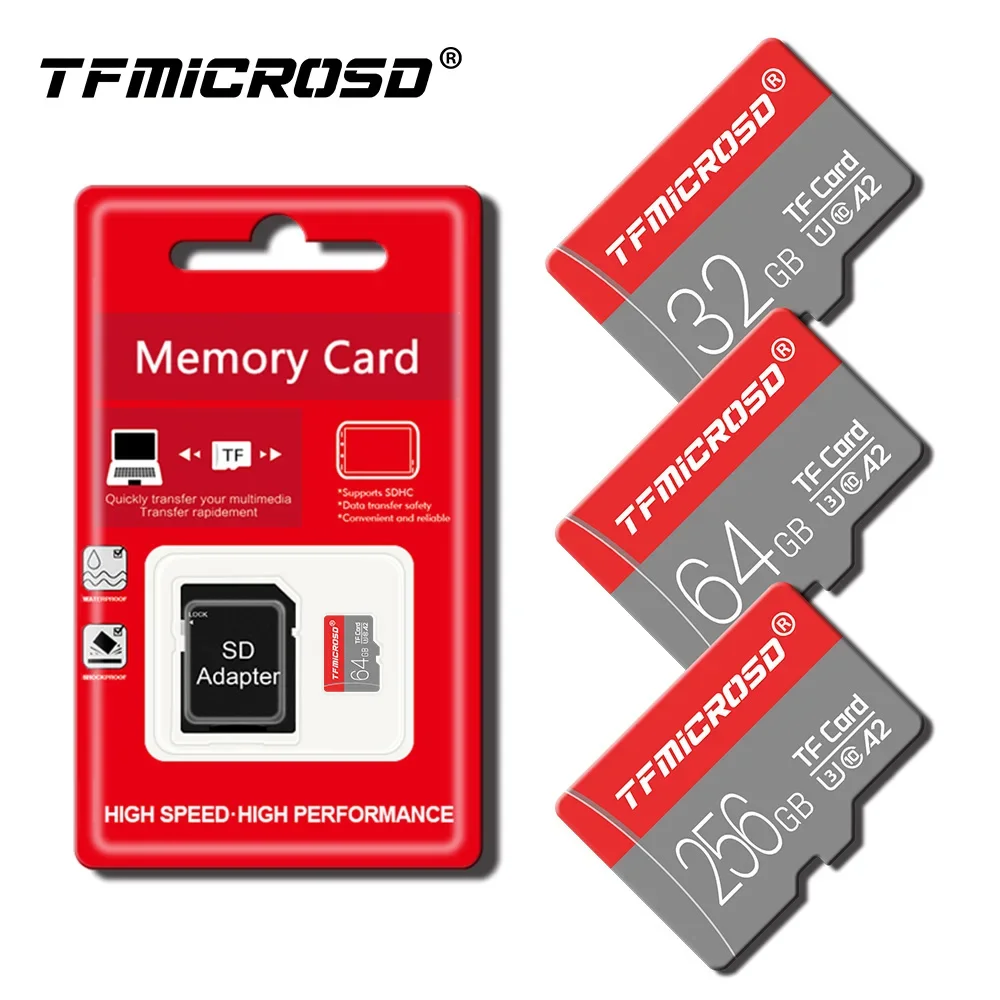 

TFMICROSD 32GB U1 C10 Memory Card 64GB UHS-3 A2 mini SD card high speed 25MB/S 128GB 256GB TF Card for camera FD53676533