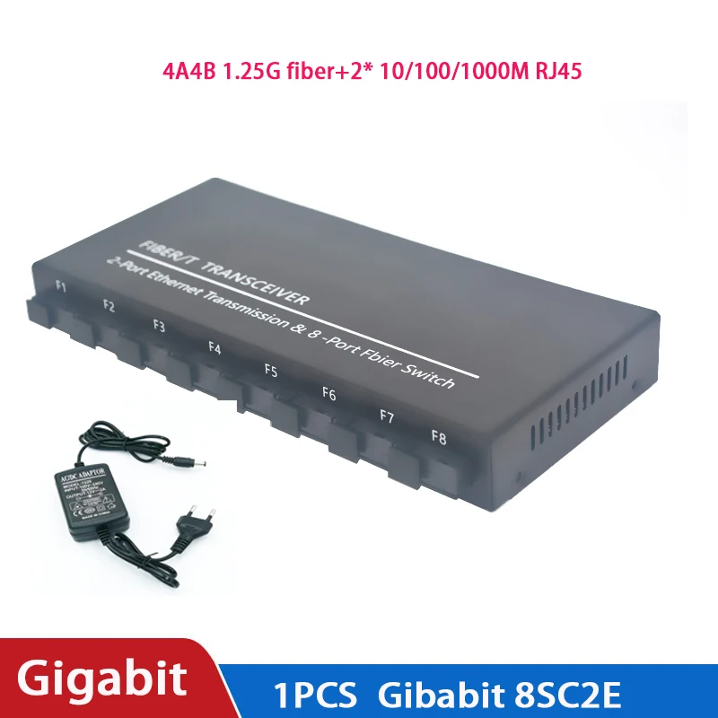Gigabit Ethernet Switch Fiber Optical switch 8 SC Fiber Port 2 1000M RJ45 Industrial Grade SC Converter 8F2E