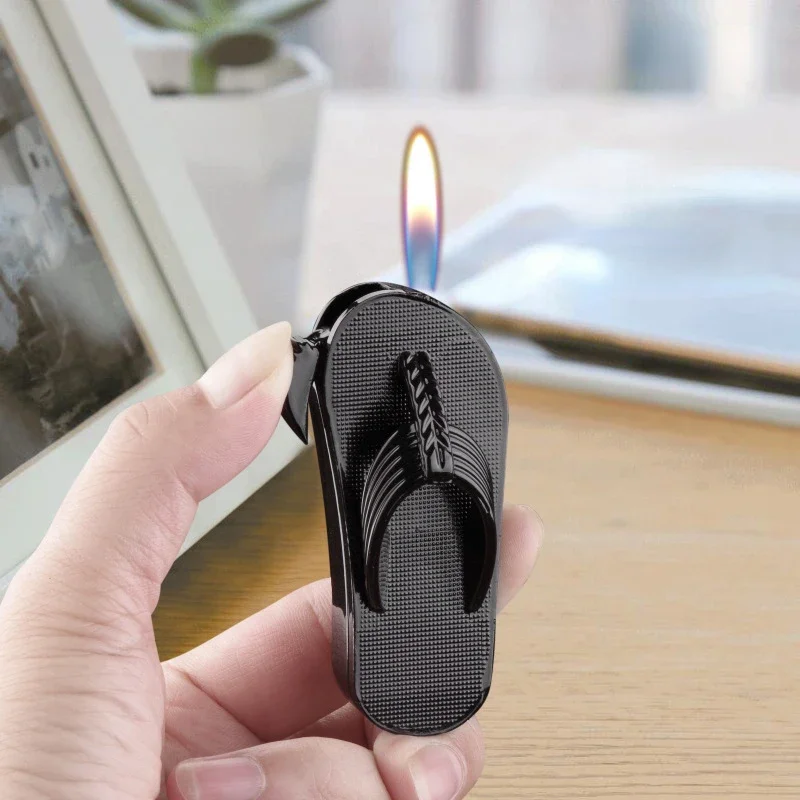 

New Metal Personality Portable Windproof Butane Gas Lighter, Open Flame Inflatable Cigarette Accessories Men's Small Gift