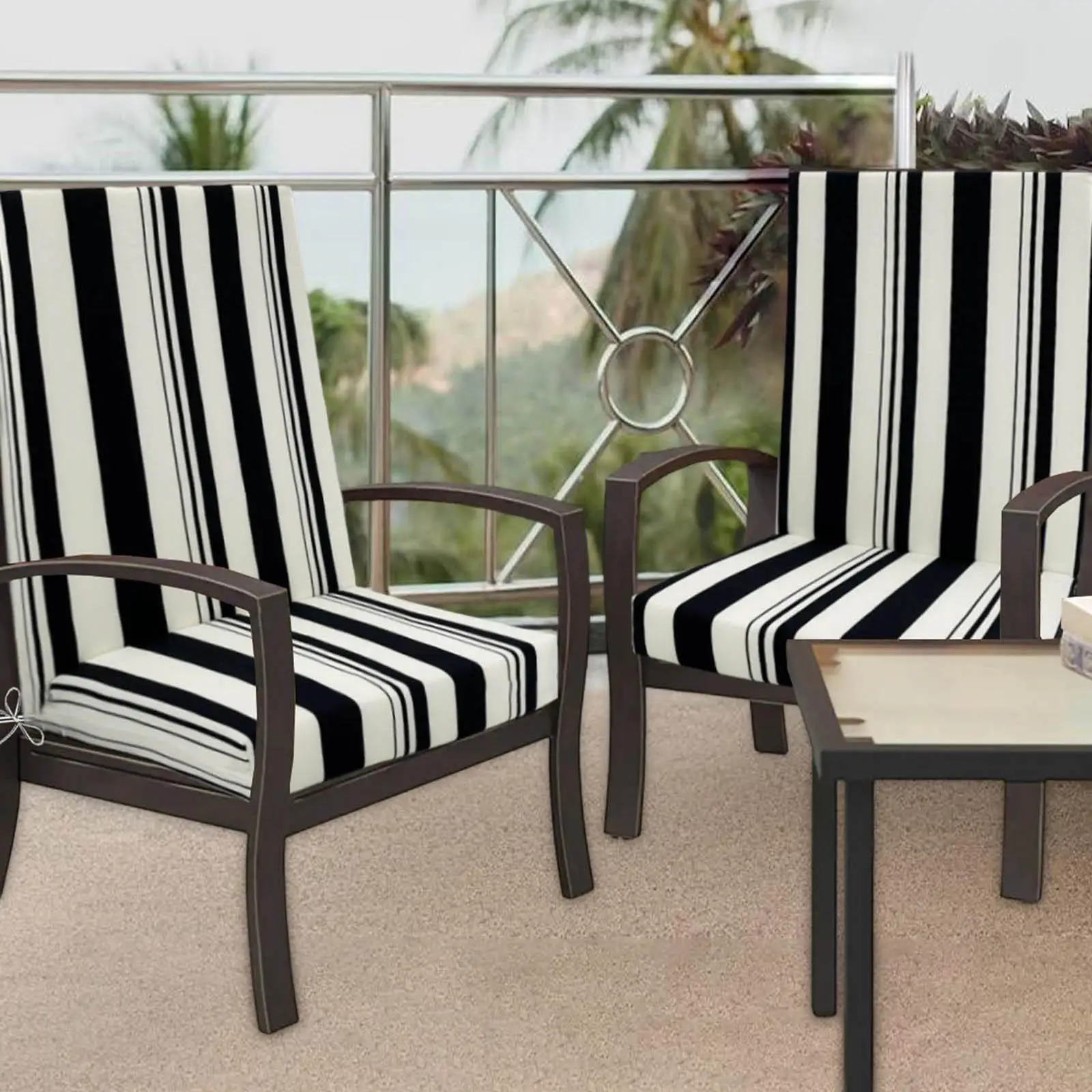 Outdoor High Back Chair Cushion Sturdy Polyester Seat Pad Ergonomic Pillow for Patio Garden Furniture Lounger