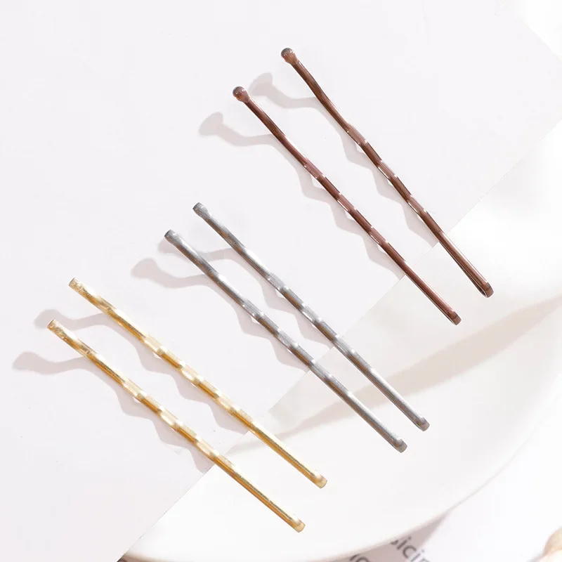 100 Pcs/Set 5cm Black Gold Hairpins for Women Lady Bobby Pins Invisible Wave Hairgrip Barrette Hairclip Hair Clips Accessories