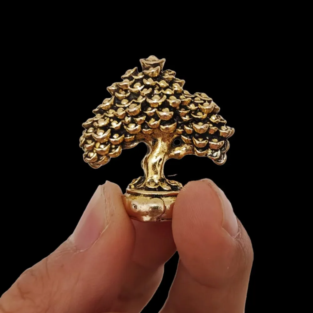 Ancient golden fortune tree, solid treasure tree, retro tea pet ornament, handicraft figurine, creative collection, the best gift