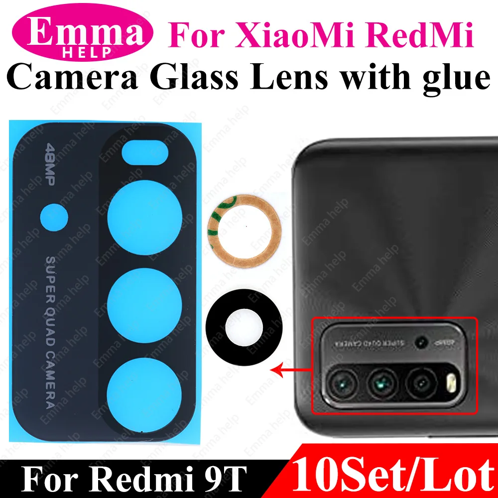 10 Piece Rear Back Camera Glass Lens For Xiaomi Redmi 9T 9C NFC 9A 9i 8 A 10C 10A 10 Prime With Adhesive Glue Phone Accessories