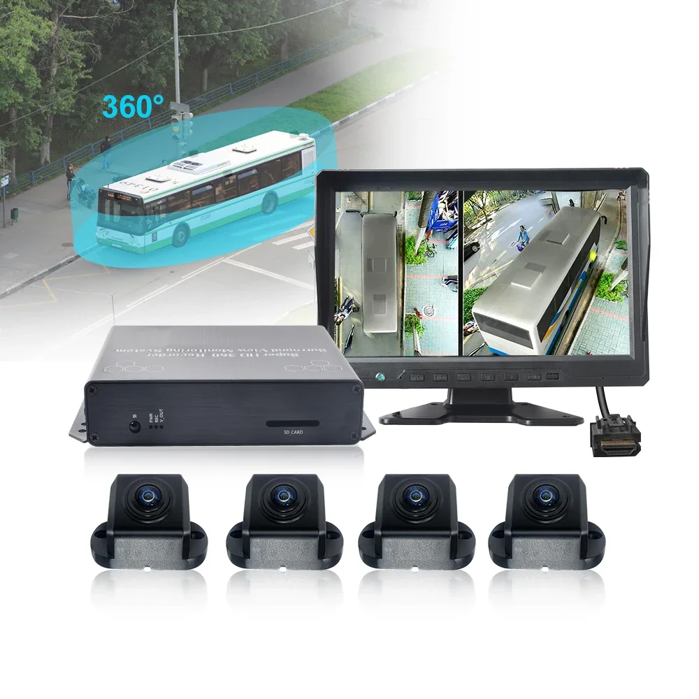 1080P 3D 360 Around View Monitor Car Camera System Bird View Panoramic Camera System For School Bus Truck