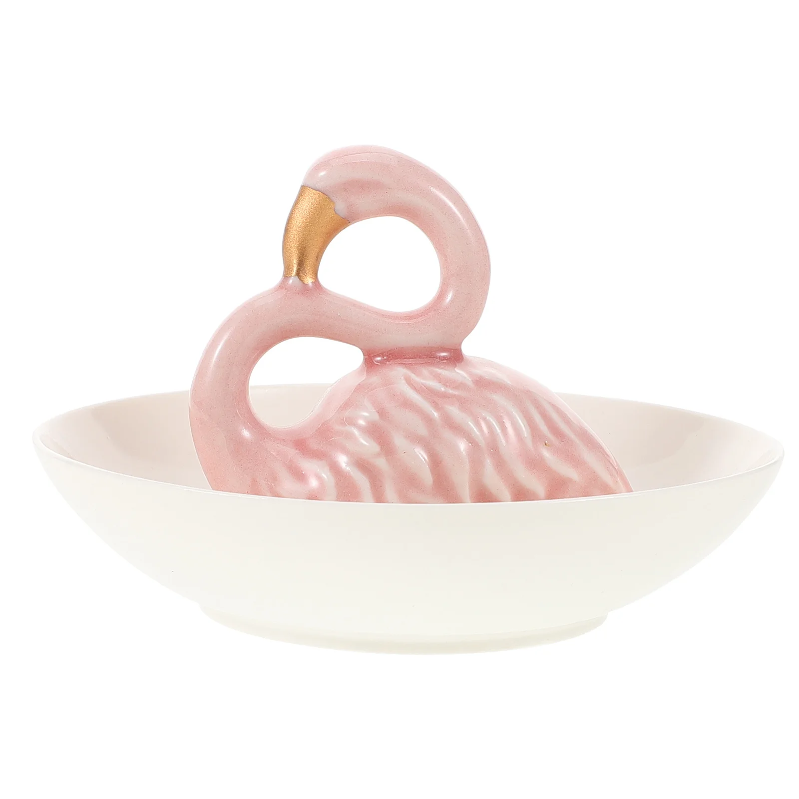 Flamingo Jewelry Tray Ceramic Ring Holder Decorative Trinket Plate Small Jewelry Organizer Storage Display Trinket Dish