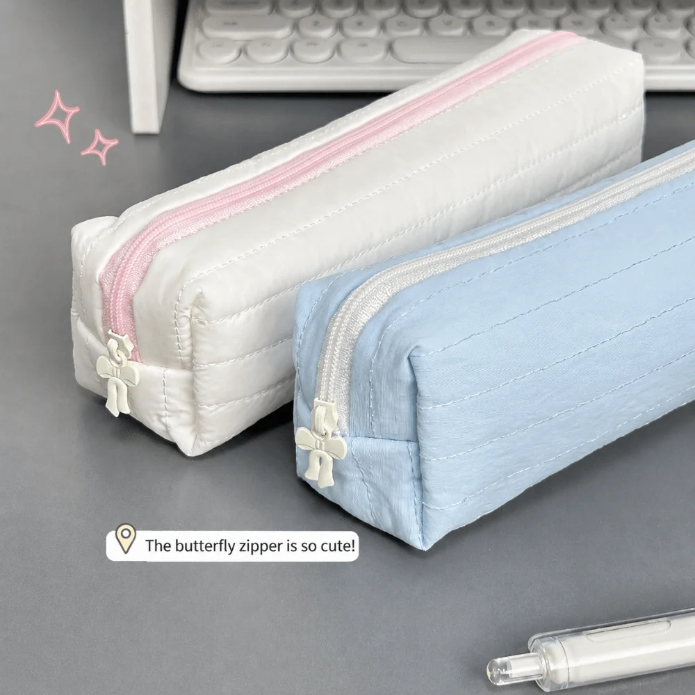 INS Cream Color Pencil Case Multi-functional Large-capacity Pen Bag Stationery Storage Bag Students Gift