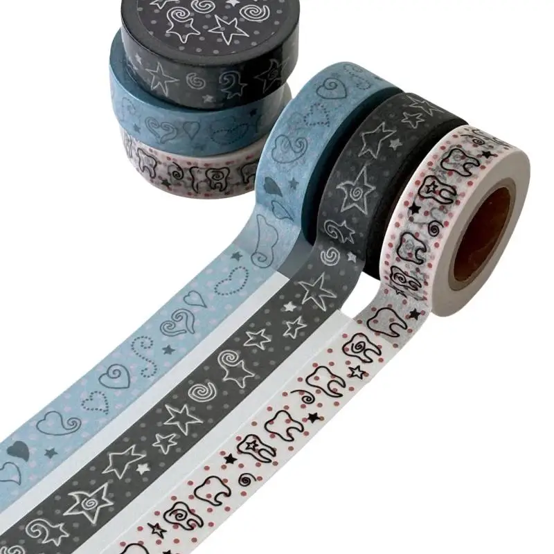 Korean Wings Pentagram Teeth Cute Paper Decorative Tape Set Tape Pack For Bookkeeping DIY Journals Material School Stationery