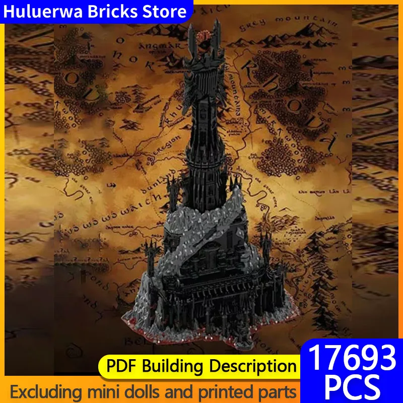 Rings Movie Model MOC Building Bricks Medieval Dark Castle Fortress Modular Technology Gifts Holiday Assemble Children Toys Suit