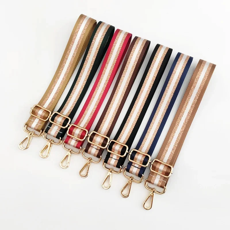 Universal Striped Bag Shoulder Strap, Adjustable Crossbody Replacement Belt with Metal Clasp, Multicolor Handbag Accessories