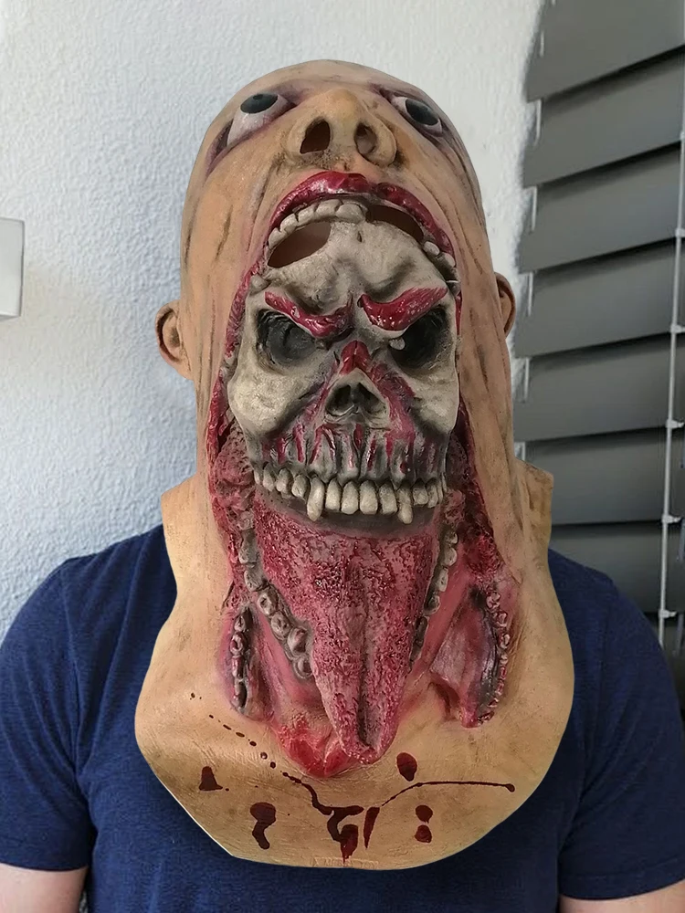 Halloween Mask Men Scary Zombie Mask for Adults Realistic Full Face Latex Mask Carnival Party Costume Props Decorations