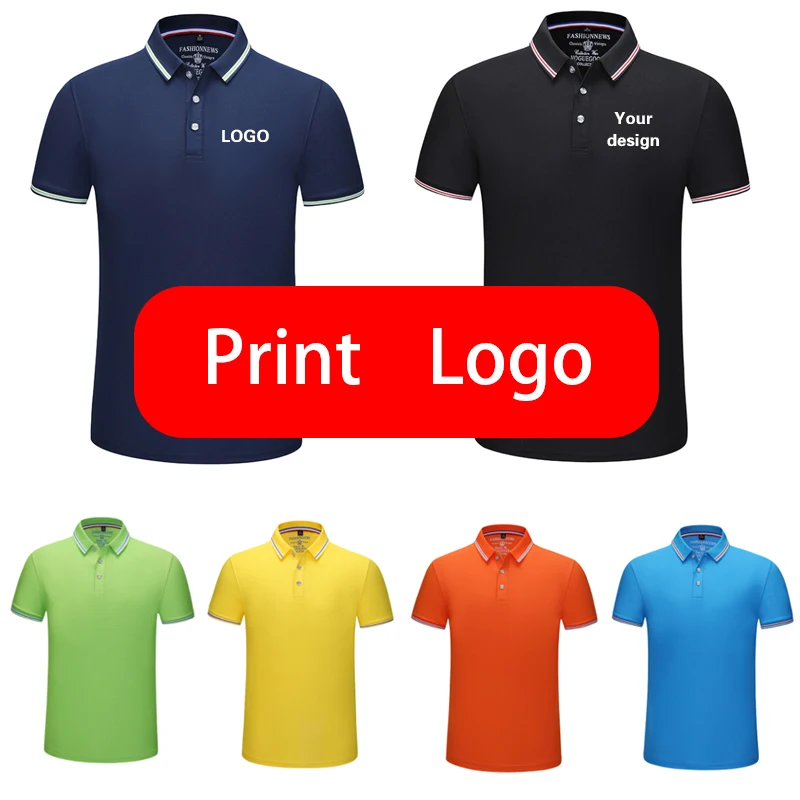 Summer Causal Polo Shirt Custom Logo Men Women Printed Text Picture Embroidery Design Breathable Company Staff Working Clothes