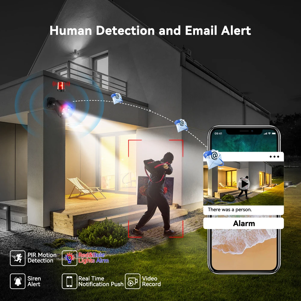 TinoSec 4K PoE Security IP Camera Ultra HD 4MP 8MP Outdoor Waterproof Two-way Audio Human Detection Camera Surveillance Cam