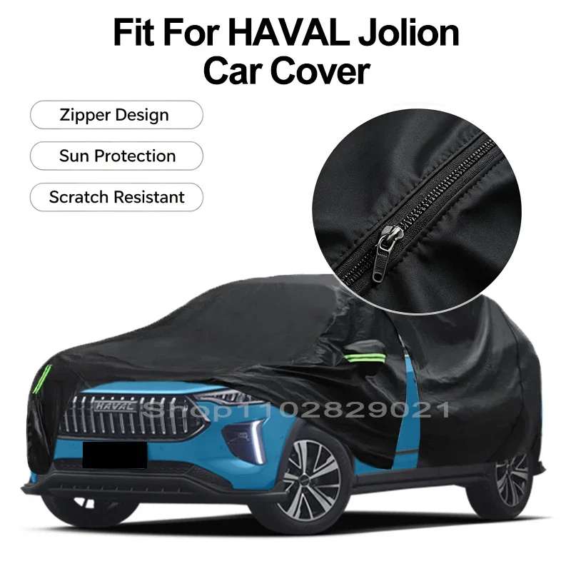 Zipper Door Waterproof Car Cover For HAVAL Jolion Windproof Dustproof UV Protection All Weather Auto Protector
