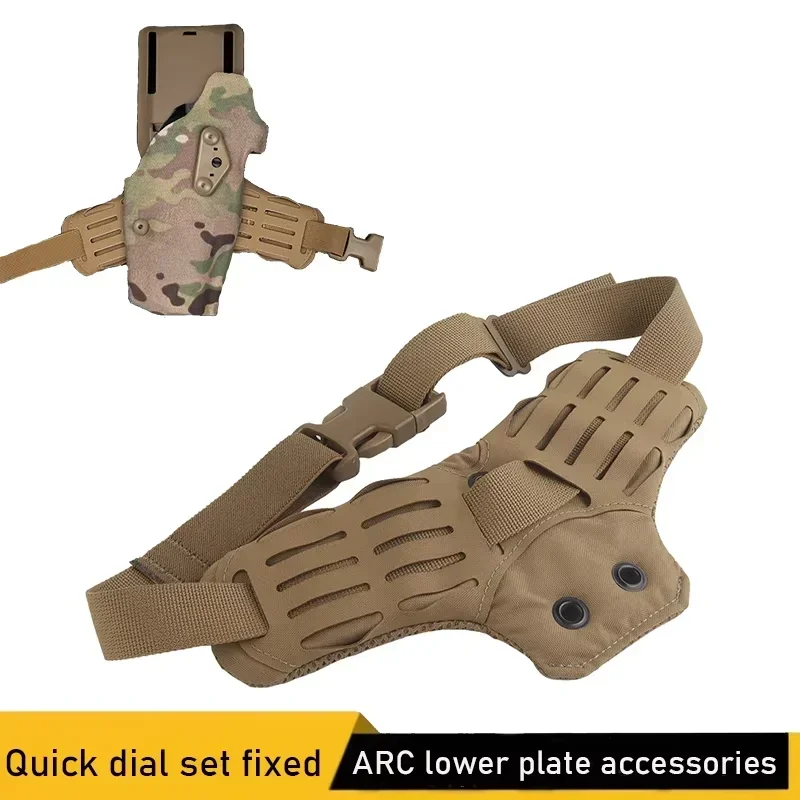 Tactical 3-Hole Side Kick Holster Pad ARC Lower Plate Accessories for UBL MHA QLS MOLLE Leg Band Hunting Airsoft Quick Pull Draw