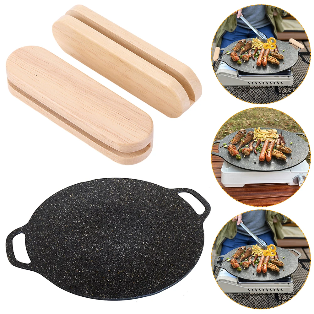 Oil Frying Baking Pan Non-stick Cooking Pans Round Griddle Grill Pan With Handle Outdoor Travel Camping Frying Pan BBQ Accessory