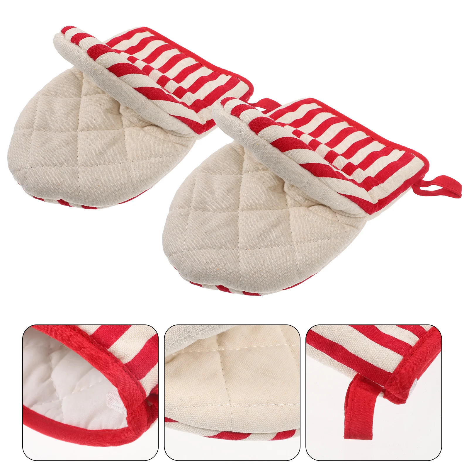 

1 Pair Heat Resistant Oven Mitts Striped Thickened Baking Gloves For Kitchen Bakery Use Practical Oven Glove Kitchen Bar Tools