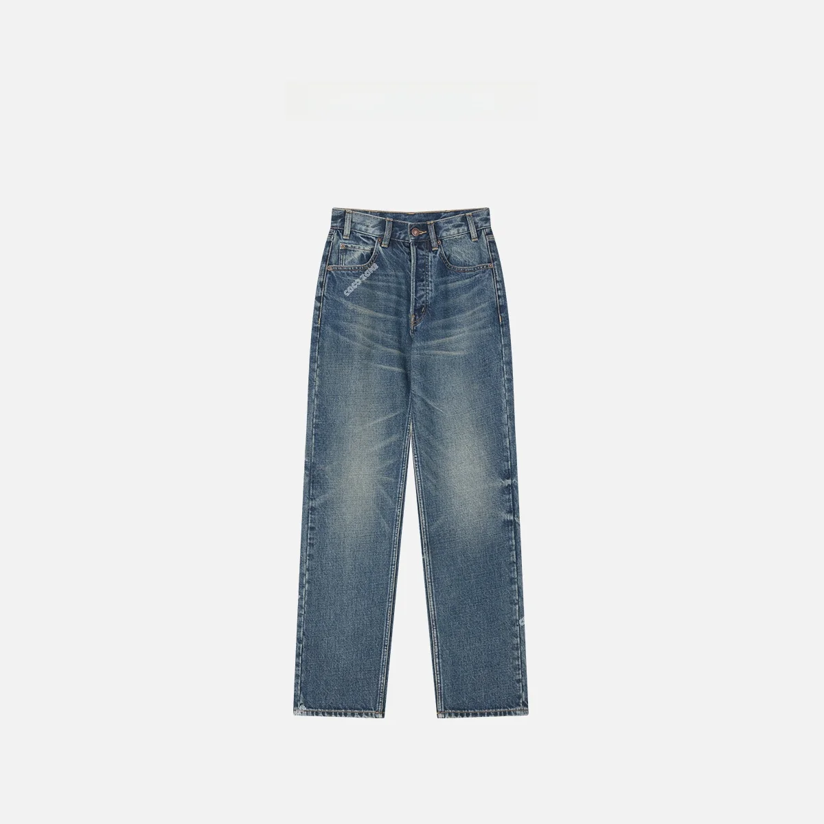 

Прямые джинсы из 00% хлопка в стиле ретро, универсальные летние джинсовые брюки с завышенной талией для женщин 30–34 лет, сделано в Китае, обычные тонкие