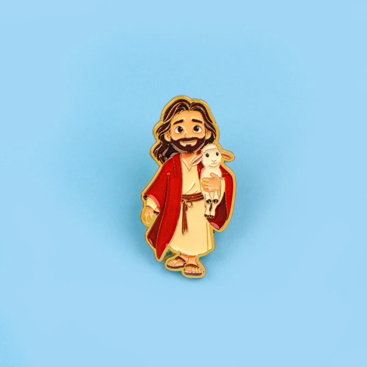 9-teiliges Jesus mit Lamm Emaille-Pin-Set, christliche Brosche für Mantel, Damenbroschen, Kragen- und Reversnadeln, Metallabzeichen, Schmuckgeschenk – Detail 3