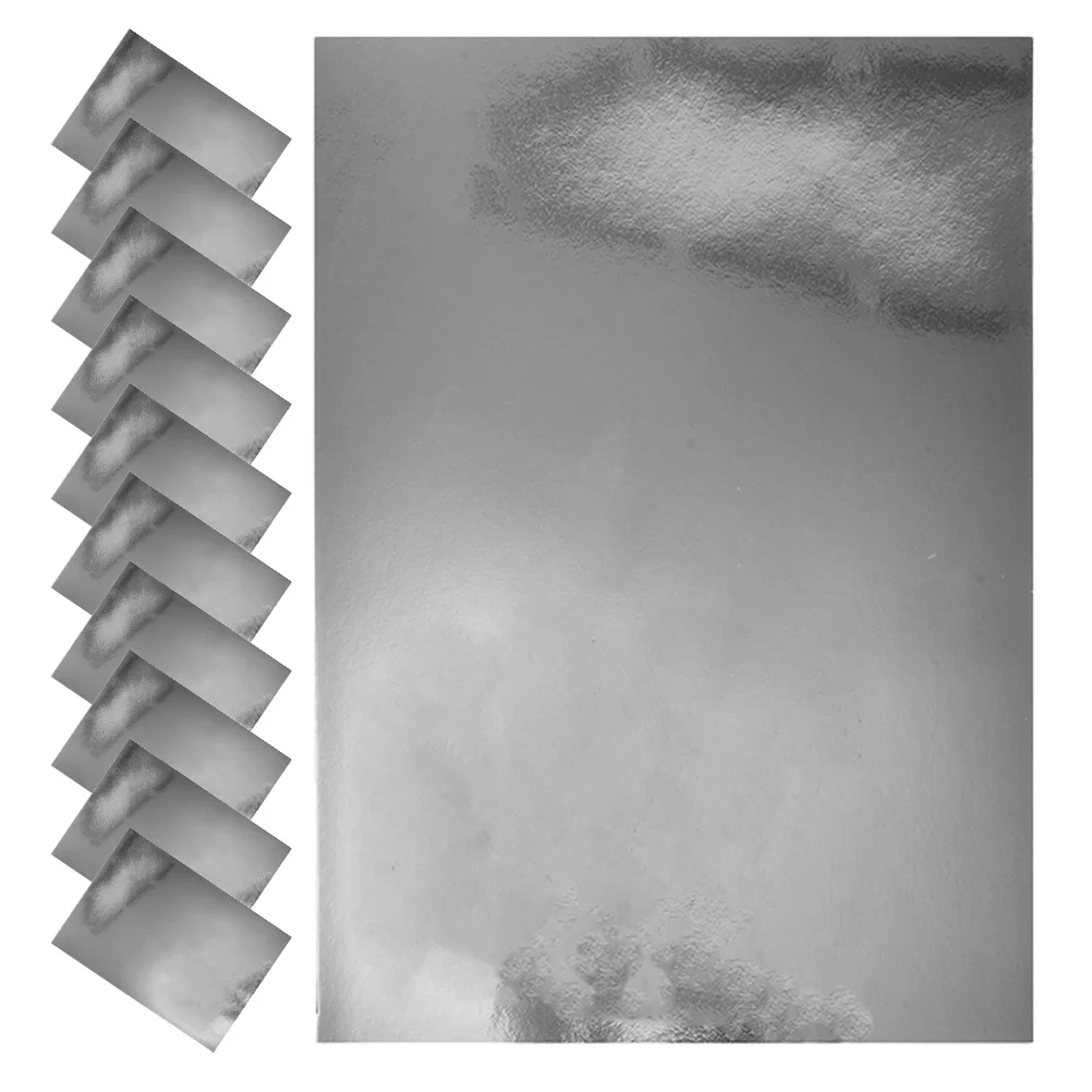 

20pcs Metallic Mirror Paper Sheets For Crafts Smooth Shiny Surface Diy Kids Handcraft Projects Silver Scrapbook Craft Paper