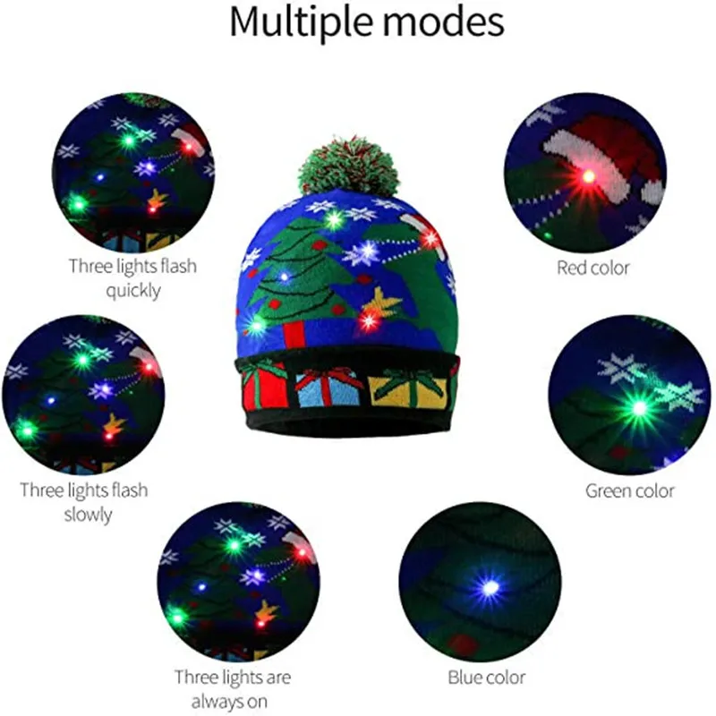 Luminous Kawaii Christmas Hats Elk Snowman Christmas Tree Festival decorazione accessori Panama For Kids Adult children's Cap