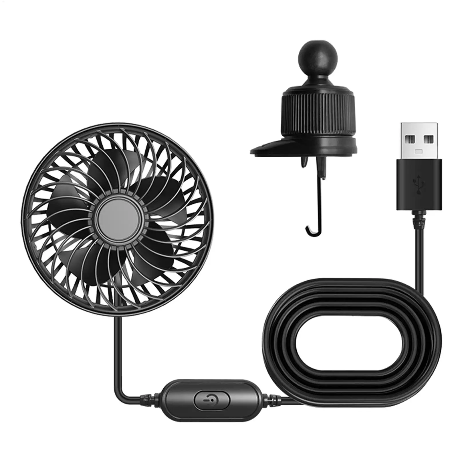 

Портативный мини-вентилятор для автомобиля, 3 скорости, 5В, с функцией Plug and Play, для легковых и грузовых автомобилей, фургонов, лодок, гольф-каров, самолетов