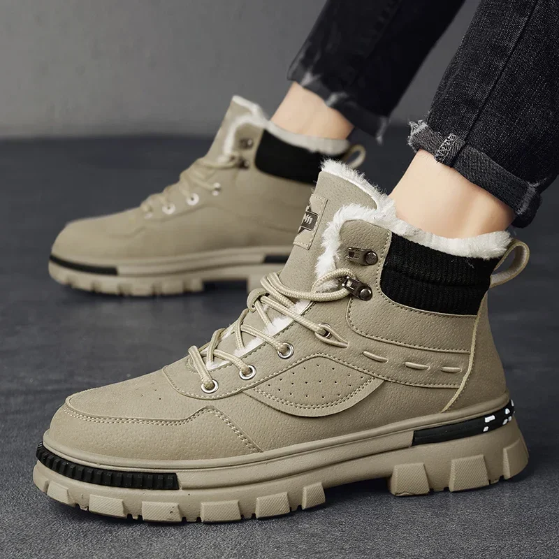 

Winter Men Cotton Shoes Thick Sole Fashion Motorcycle Boots Warm Climbing Casual Sneaker Ankle Boots Botas Cuturno Masculinas