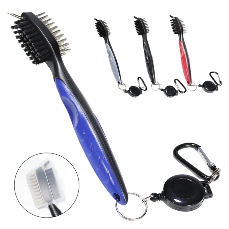 Double Side Golf Cleaner Golf Cleaning Brush Golf Club Aids with Keychain