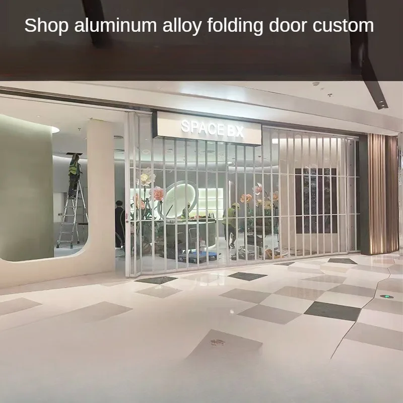 High-quality Clear Sliding Folding Aluminum Alloy Manual Push-pull Door for Store Shop Transparent Movable Partition Door