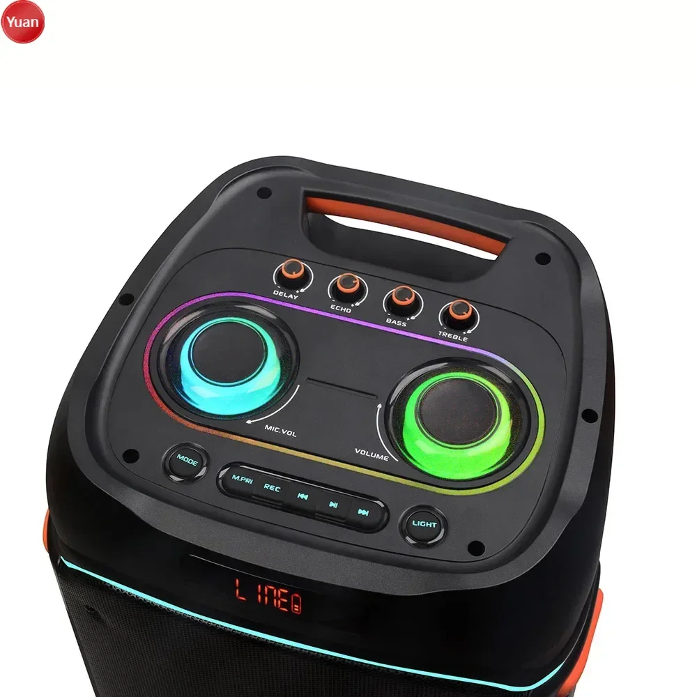 

Pro 8 Inch Big Power Wireless Karaoke Speaker With RGB Light 2 Wireless Mic HIFI Outdoor Stereo Bass Music Party DJ Speaker