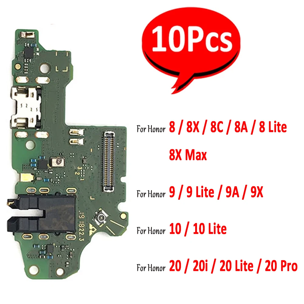 

10Pcs，NEW For Huawei Honor 9A 8A 8C 8 9 10 20 Pro 20i 20 30 Lite 8X Max USB Charging Connector Board Plug Port Dock Flex Cable