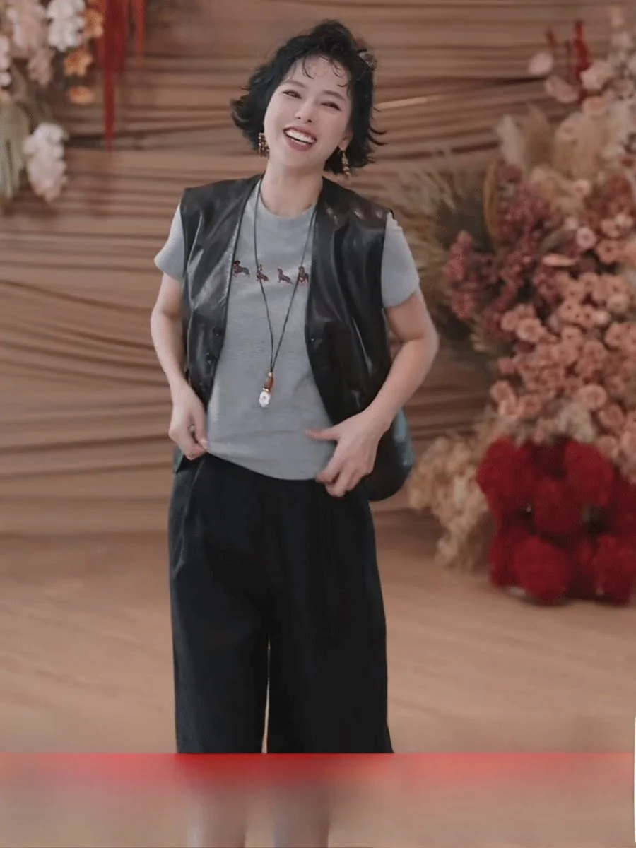 

Lazy ey Tone Lanxim Tianli Wool Summer Faionable Print ort Sve T-irt Women's Slim Fit round Ne Moisture ng