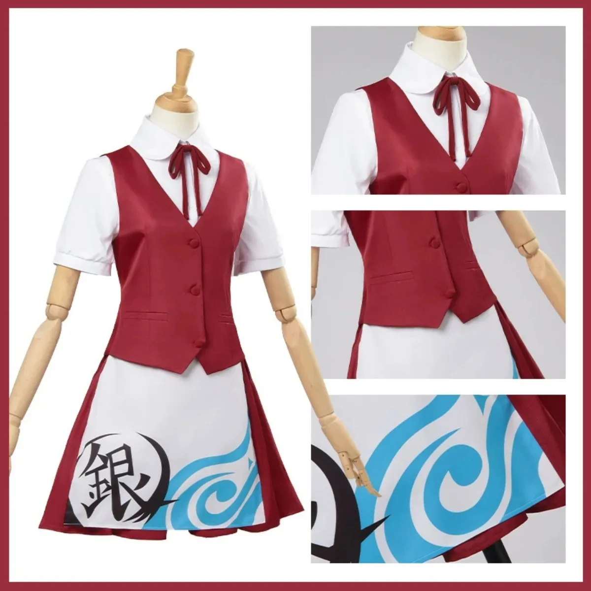 Disfraz de Anime GINTAMA Leader Kagura, camisa de trabajo de café, uniforme, falda, chaleco, peluca, mujer, lindo vestido de Halloween y Navidad