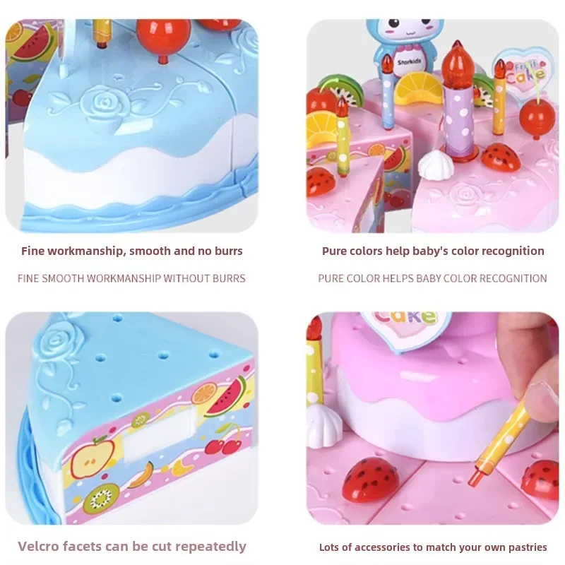 Kids Simulated Celebrating birthdays by blowing candles play house Pretend Cut cake and eat cake Role Playing Toys Boys Girls