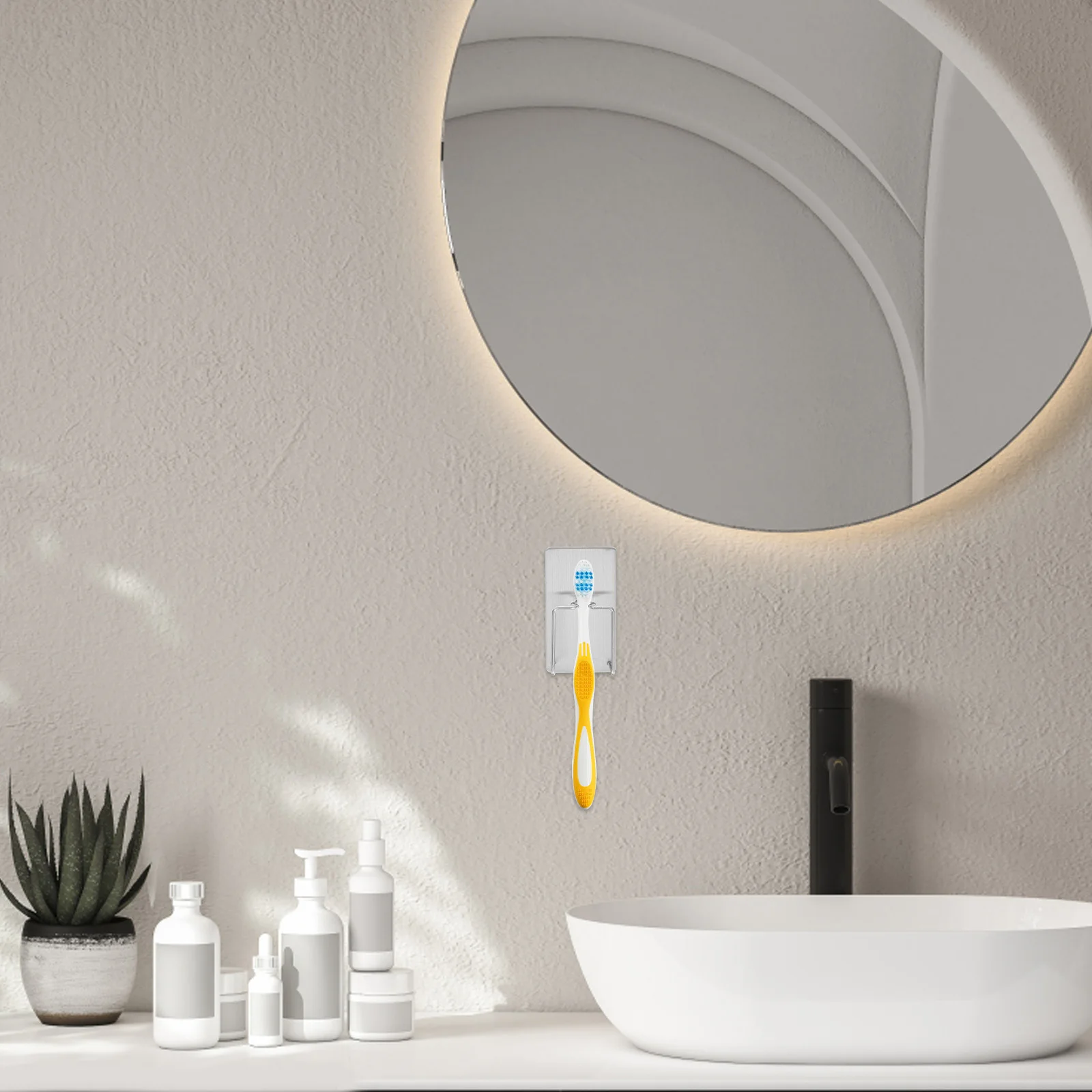 

1Set Toothbrush Holder Bathroom Organizer Wall Mounted Stainless Steel Store Various Accessories Easy Installation Home Hotel