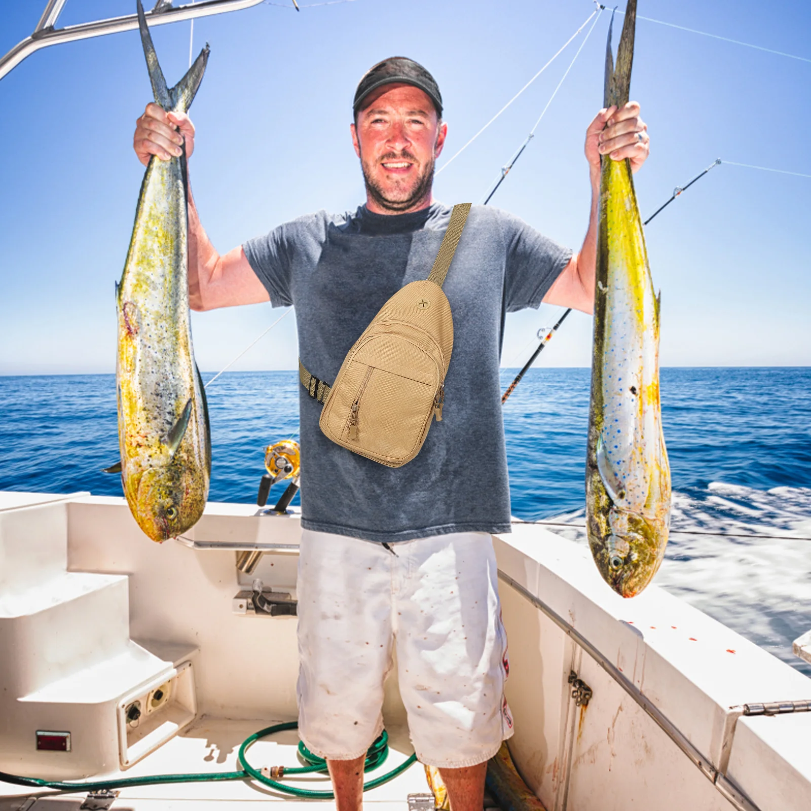 حقيبة صدر الصيد متعددة الوظائف مقاومة للماء للمشي لمسافات طويلة في الهواء الطلق والجري ومنظم أدوات الصيد خفيف الوزن #5